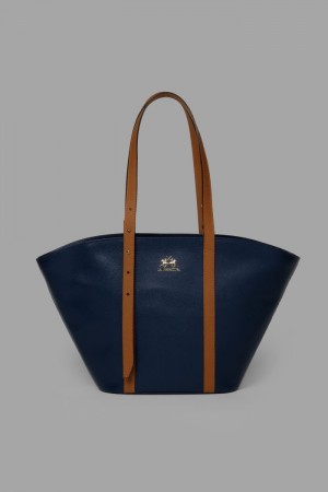 La Martina Leder Trapeze Taschen Damen Navy | PUIW5568