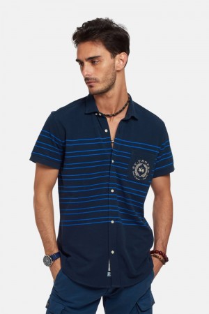 La Martina Regular-fit 100% Baumwoll Hemd Herren Navy | HPEB9463