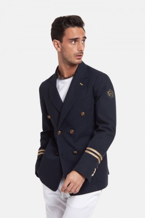 La Martina Regular-fit Baumwoll Blazer Herren Navy | HTFJ7662