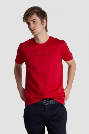 La Martina Regular-fit Baumwoll T-shirts Herren Rot | NFMY8218