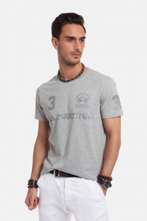 La Martina Regular-fit Baumwoll T-shirts Herren Hellgrau | AMCR2360