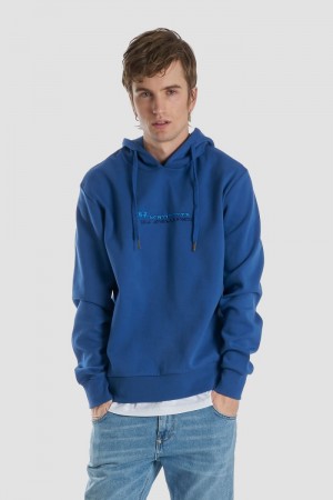 La Martina Regular-fit Brushed Baumwoll Sweatshirt Herren Blau | FNFN0183