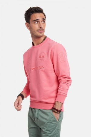 La Martina Regular-fit Brushed Baumwoll Sweatshirt Herren Koralle | TVKX2124