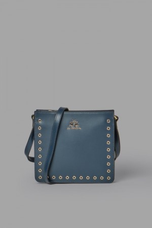 La Martina Round Stud-embellished Leder Taschen Damen Navy | BMXD6228