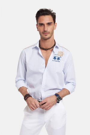 La Martina Slim-fit 100% Baumwoll Hemd Herren Weiß | QNOT9148