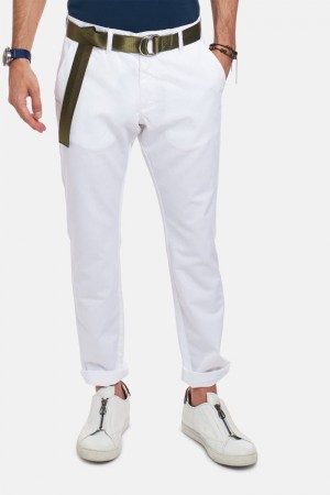 La Martina Slim-fit Linen-blend Chino-hosen Herren Weiß | LSAL0950