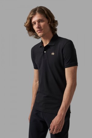 La Martina Slim-fit Poloshirt Herren Schwarz | GSTH4404