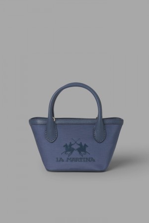 La Martina Two-tone Canvas Shopper Damen Navy | JWXA8676