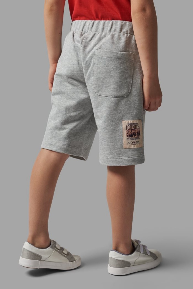 La Martina Brushed Baumwoll Bermudashorts Kinder Grau | UTKJ3807