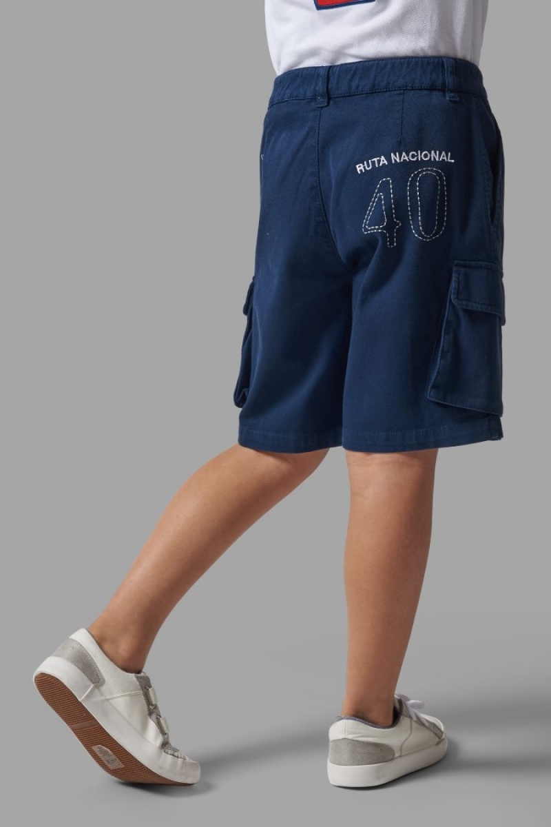 La Martina Brushed Baumwoll Bermudashorts Kinder Blau | LQYM7597