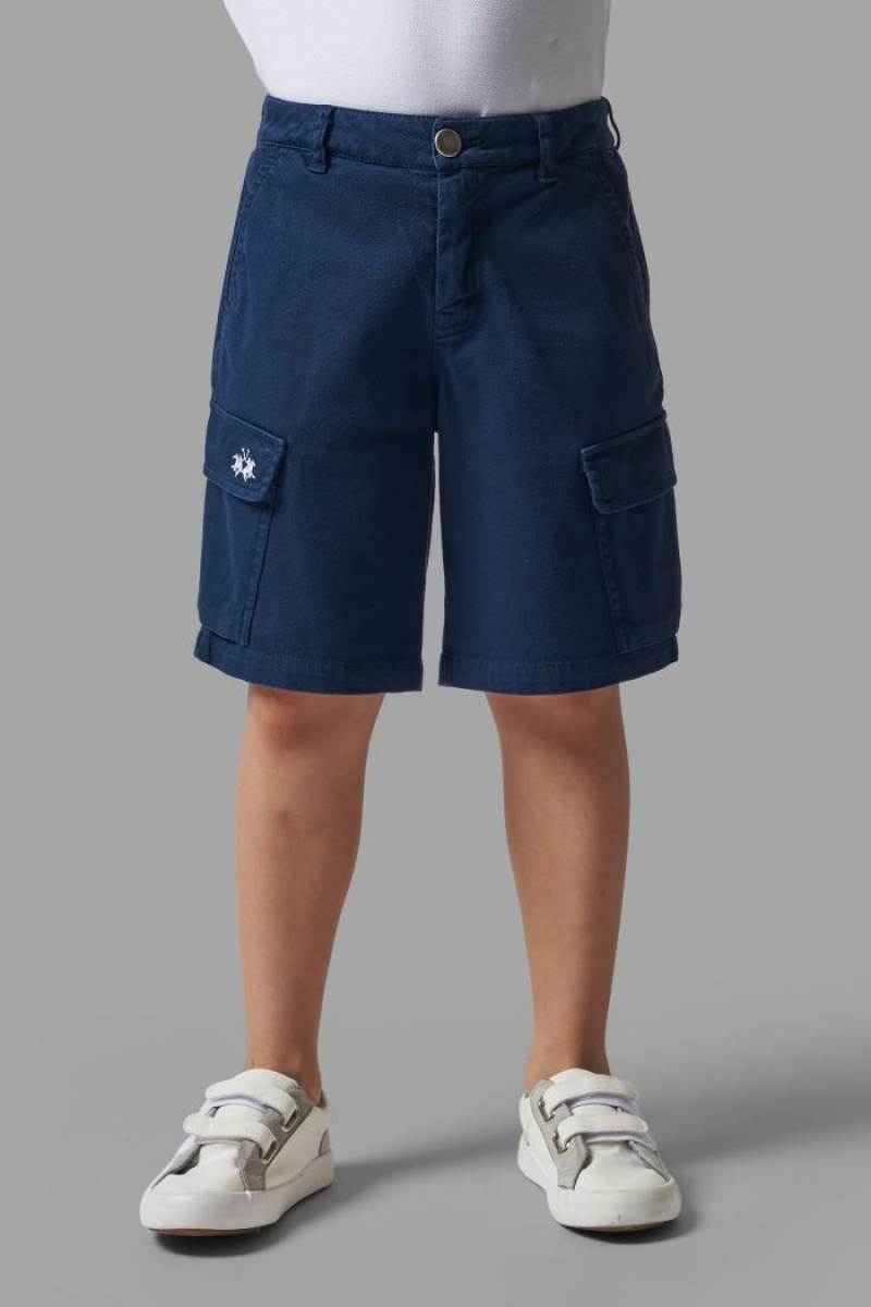 La Martina Brushed Baumwoll Bermudashorts Kinder Blau | LQYM7597