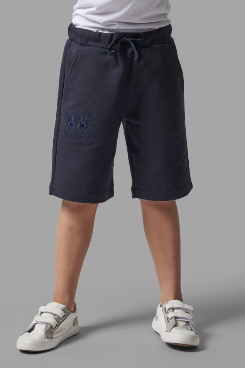 La Martina Brushed Baumwoll Bermudashorts Kinder Blau | OAHO0535