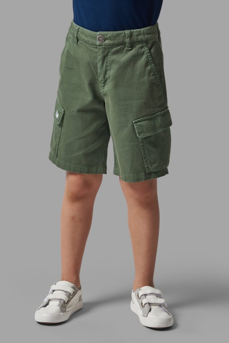 La Martina Brushed Baumwoll Bermudashorts Kinder Dunkelgrün | BJZS5062