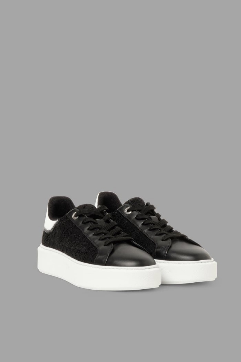 La Martina Crepe Plattform Sole Sneakers Damen Schwarz | NHGU6568