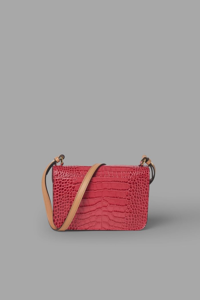 La Martina Crocodile-print Leder Taschen Damen Rot | FUMU0219