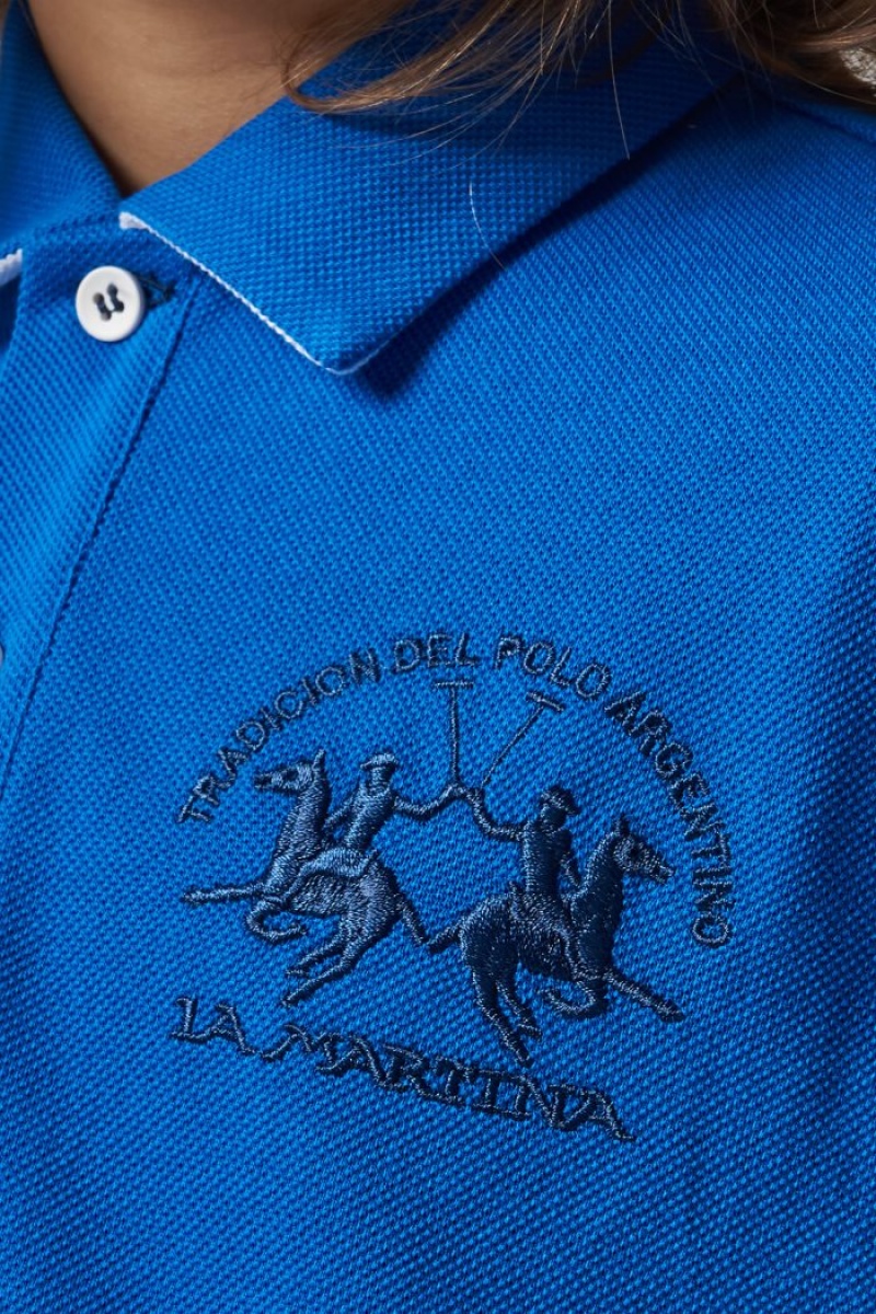 La Martina Klassische Baumwoll Poloshirt Kinder Hellblau | QTBO3708