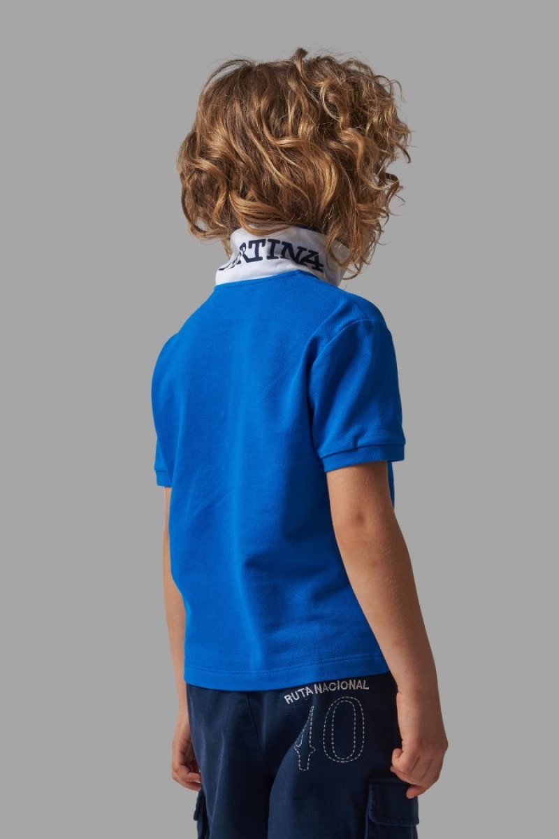 La Martina Klassische Baumwoll Poloshirt Kinder Hellblau | QTBO3708