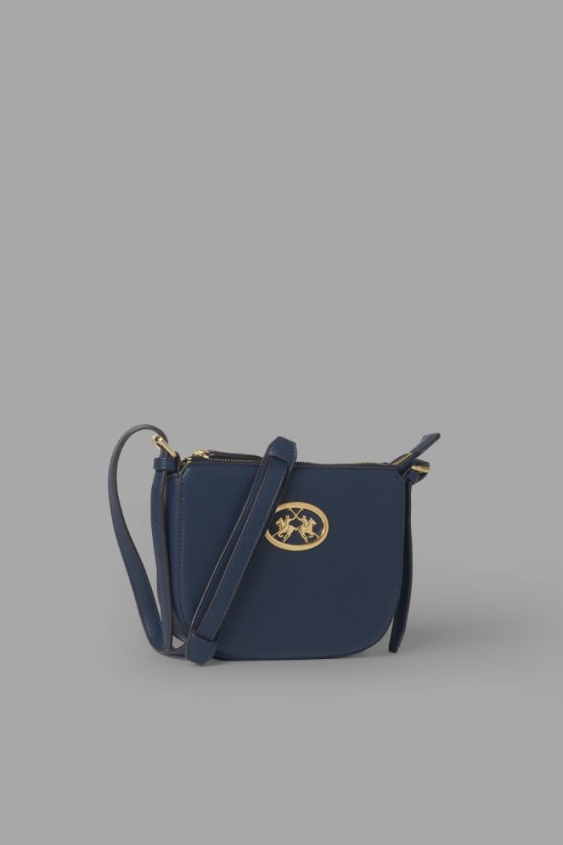 La Martina Klassische Faux Leder Taschen Damen Navy | TQIO4202