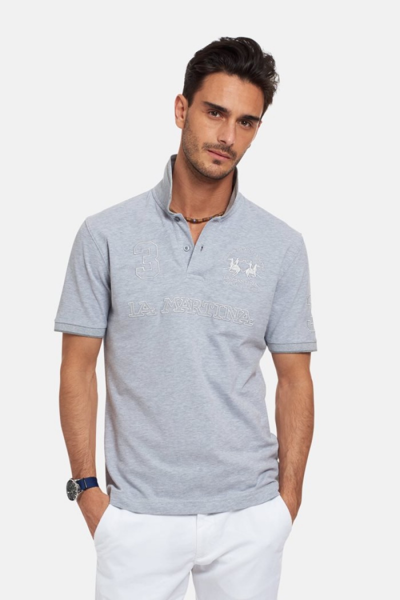 La Martina Kurzes-sleeved Regular Fit Poloshirt Herren Hellgrau | STUN4036