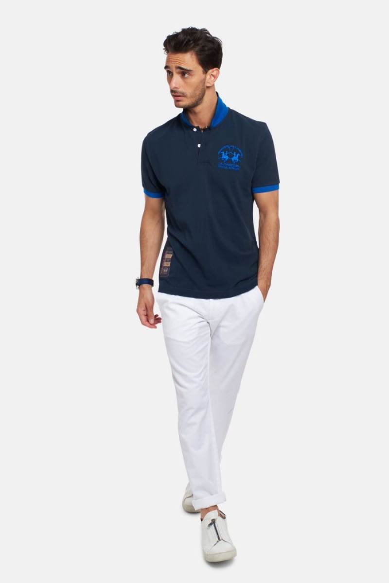 La Martina Kurzes-sleeved Regular Fit Poloshirt Herren Navy | EMSK3712