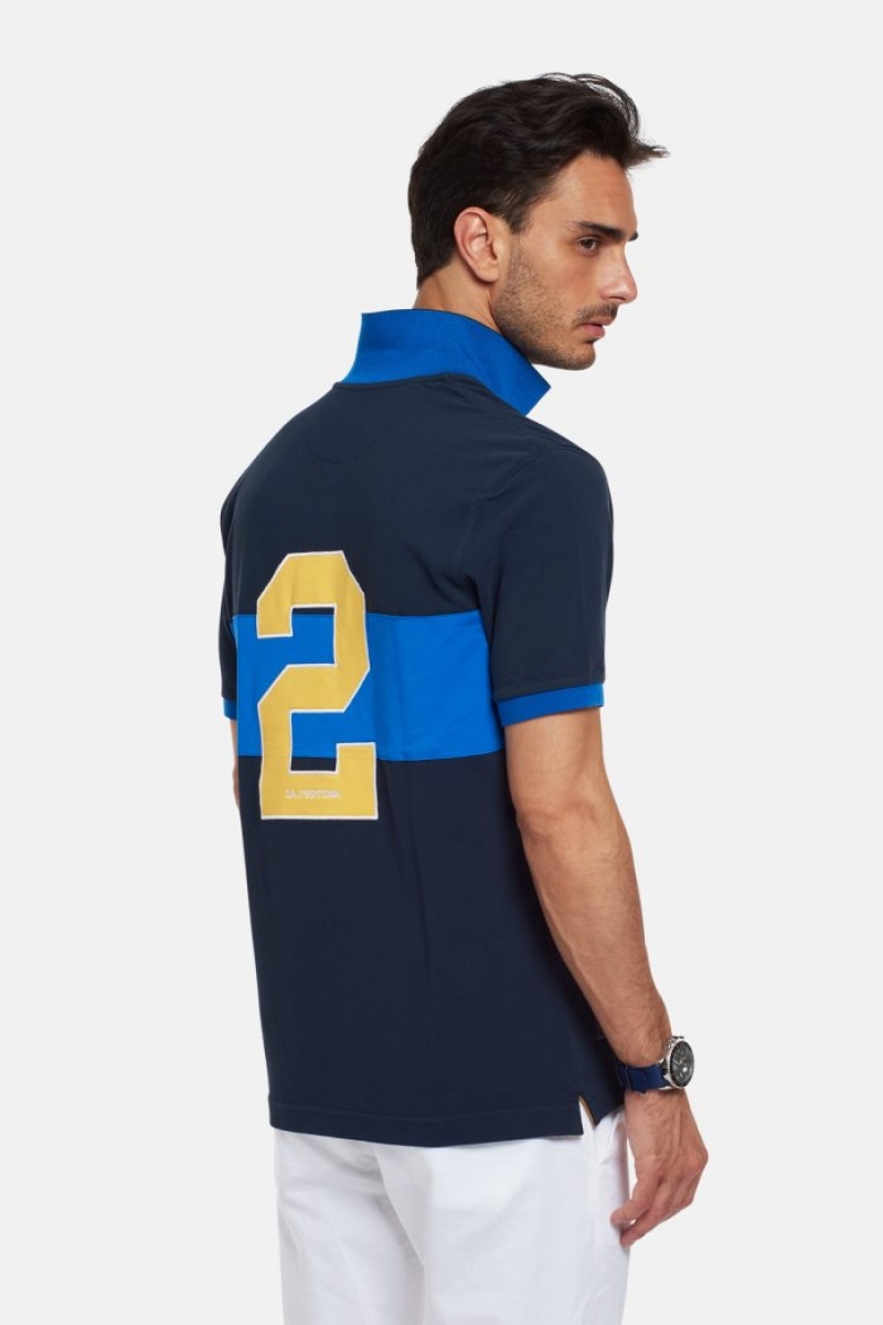 La Martina Kurzes-sleeved Regular Fit Poloshirt Herren Navy | EMSK3712