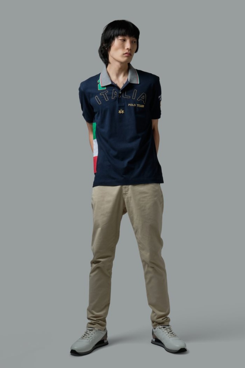 La Martina Kurzes-sleeved Regular Fit Poloshirt Herren Navy | LGTX5126