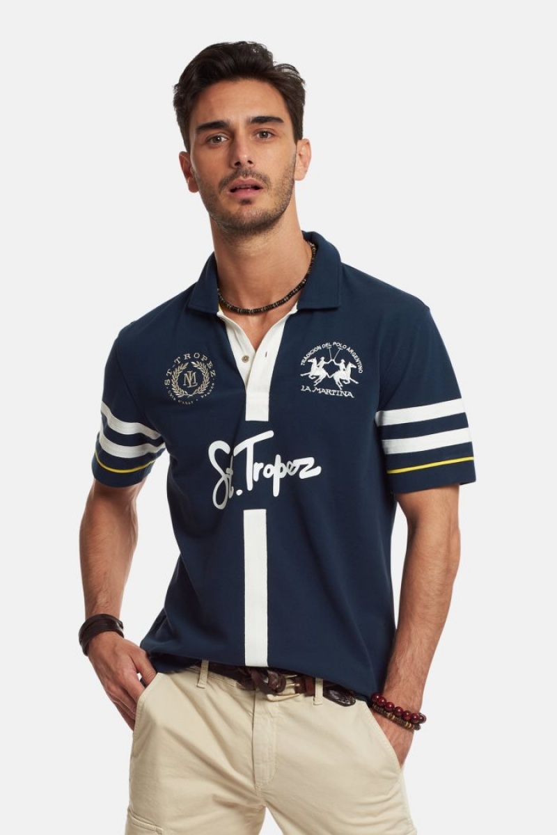 La Martina Kurzes-sleeved Regular Fit Poloshirt Herren Navy | NDOT7167