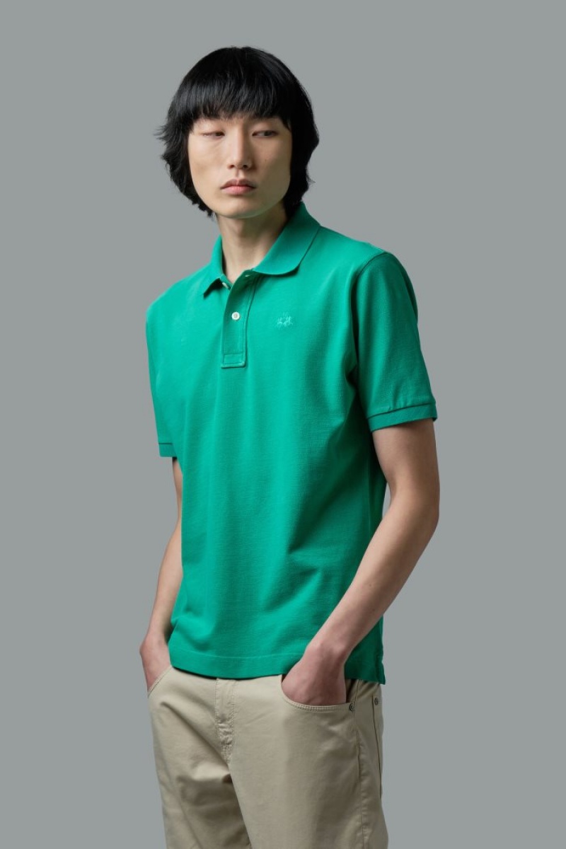 La Martina Kurzes-sleeved Regular-fit Baumwoll Poloshirt Herren Grün | TMVN4503