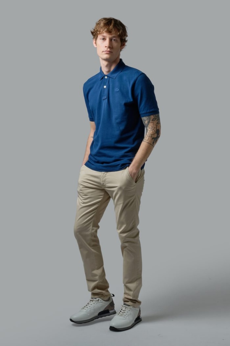 La Martina Kurzes-sleeved Regular-fit Baumwoll Poloshirt Herren Blau | HOIA7951