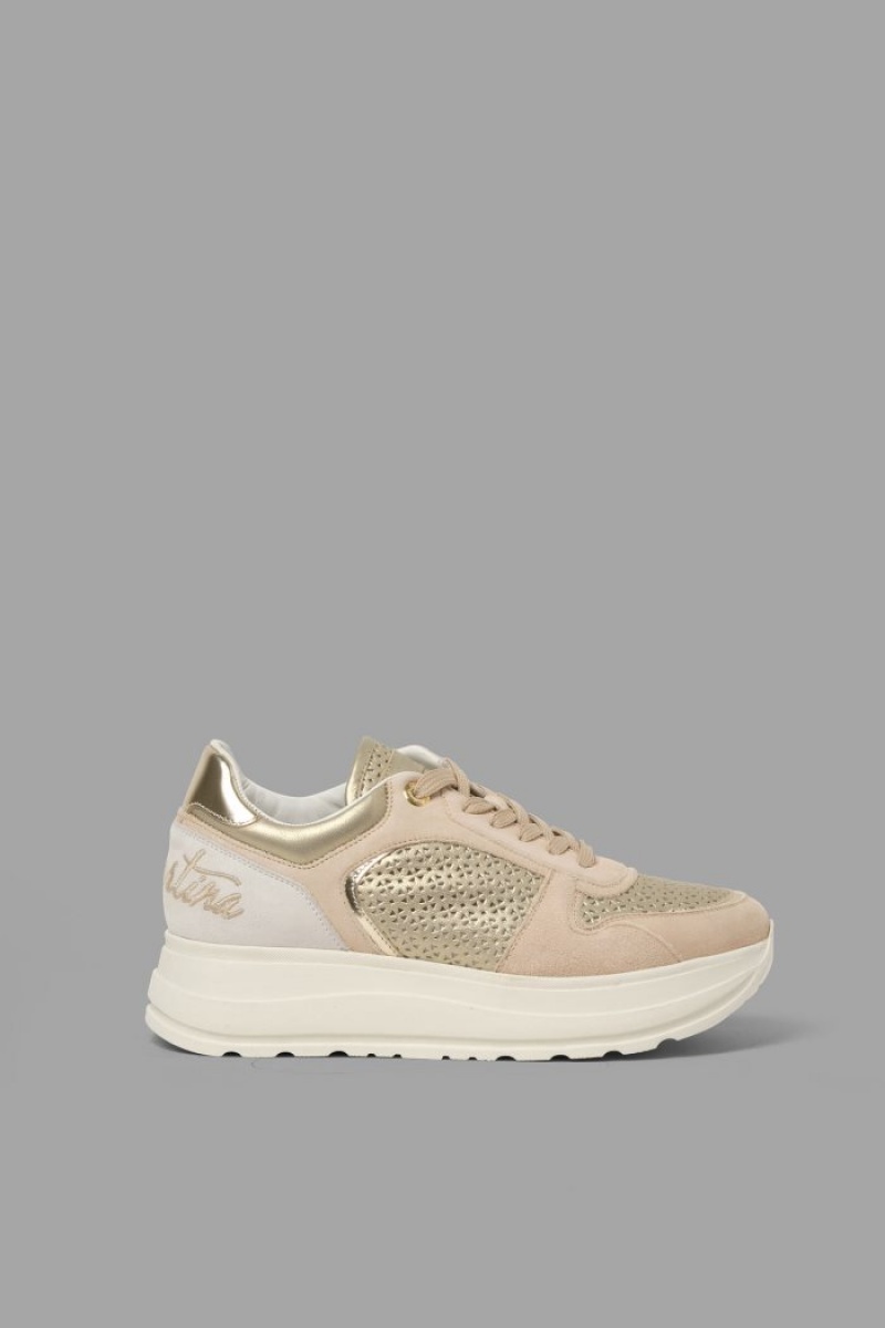 La Martina Laser Cut-effect Sneakers Damen Weiß Silber | MTTX9281