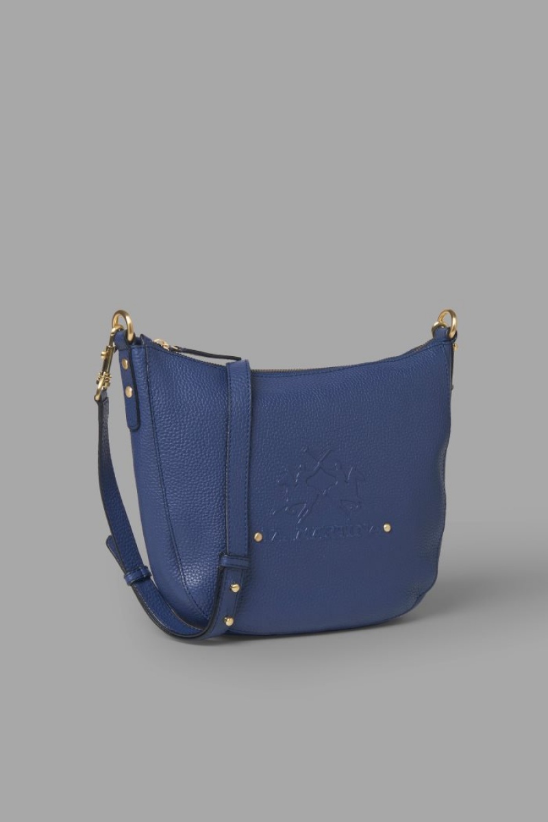 La Martina Leder Crossbody Half-moon Taschen Damen Navy | KFLE6928