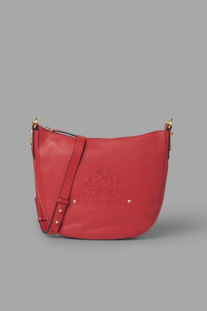 La Martina Leder Crossbody Half-moon Taschen Damen Rot | CDGP5804