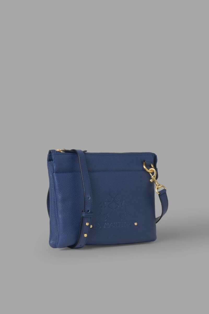 La Martina Leder Kuriertaschen Damen Navy | AAEO4494