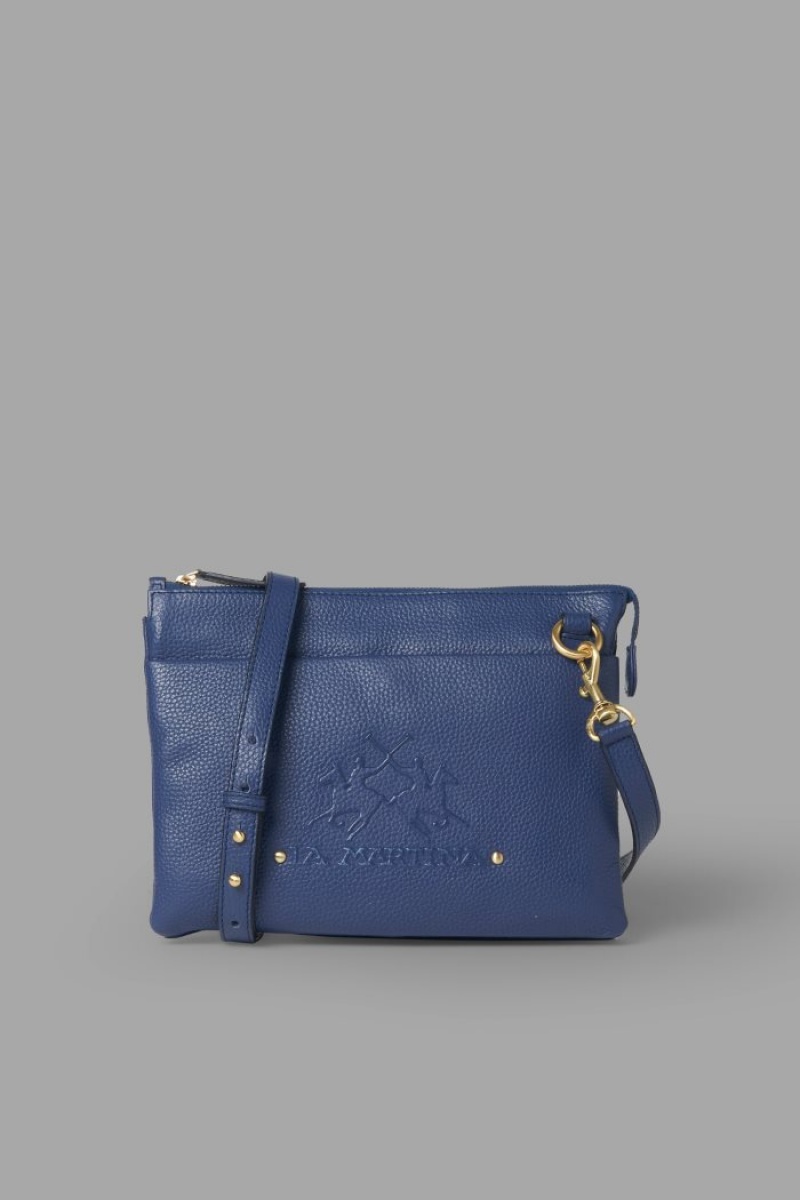 La Martina Leder Kuriertaschen Damen Navy | AAEO4494