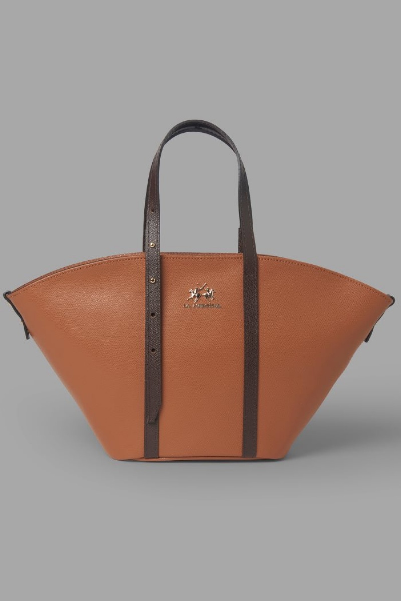 La Martina Leder Trapeze Taschen Damen Braun | VOPX9371