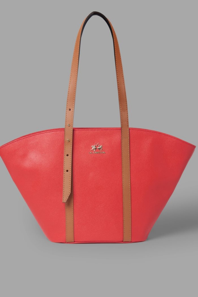 La Martina Leder Trapeze Taschen Damen Rot | NFWQ3549