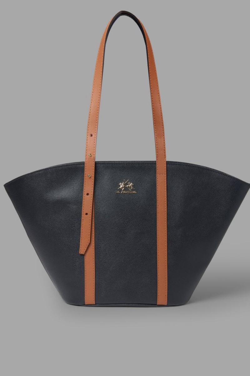 La Martina Leder Trapeze Taschen Damen Schwarz | FWCD1209