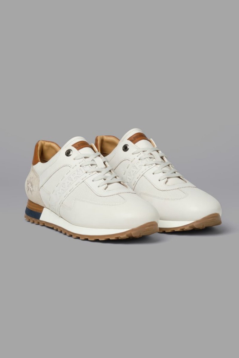 La Martina Leder With A Two-tone Crepe Sole Sneakers Herren Weiß | UQRE7903