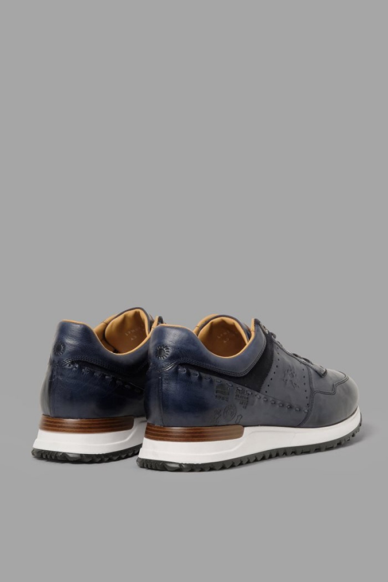 La Martina Leder With A Two-tone Crepe Sole Sneakers Herren Navy | IWKH1334