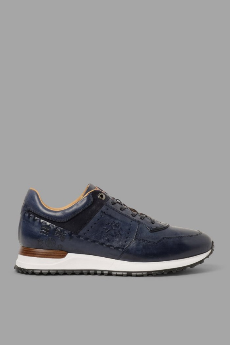 La Martina Leder With A Two-tone Crepe Sole Sneakers Herren Navy | IWKH1334