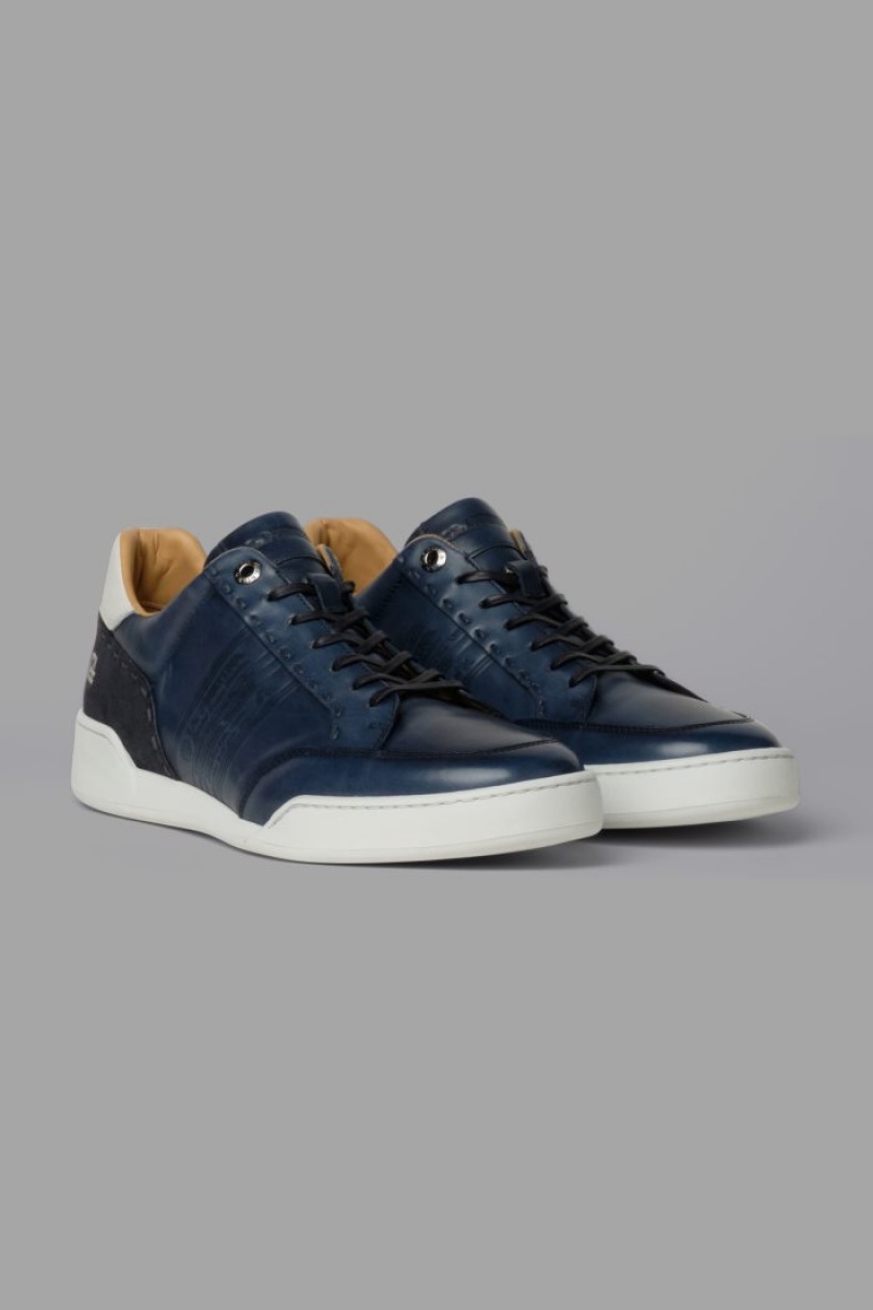 La Martina Leder With A White Crepe Sole Sneakers Herren Navy | YESX6310