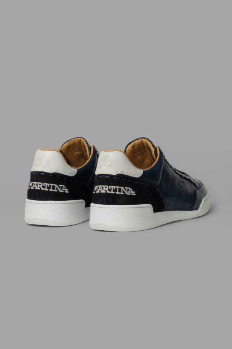 La Martina Leder With A White Crepe Sole Sneakers Herren Navy | YESX6310