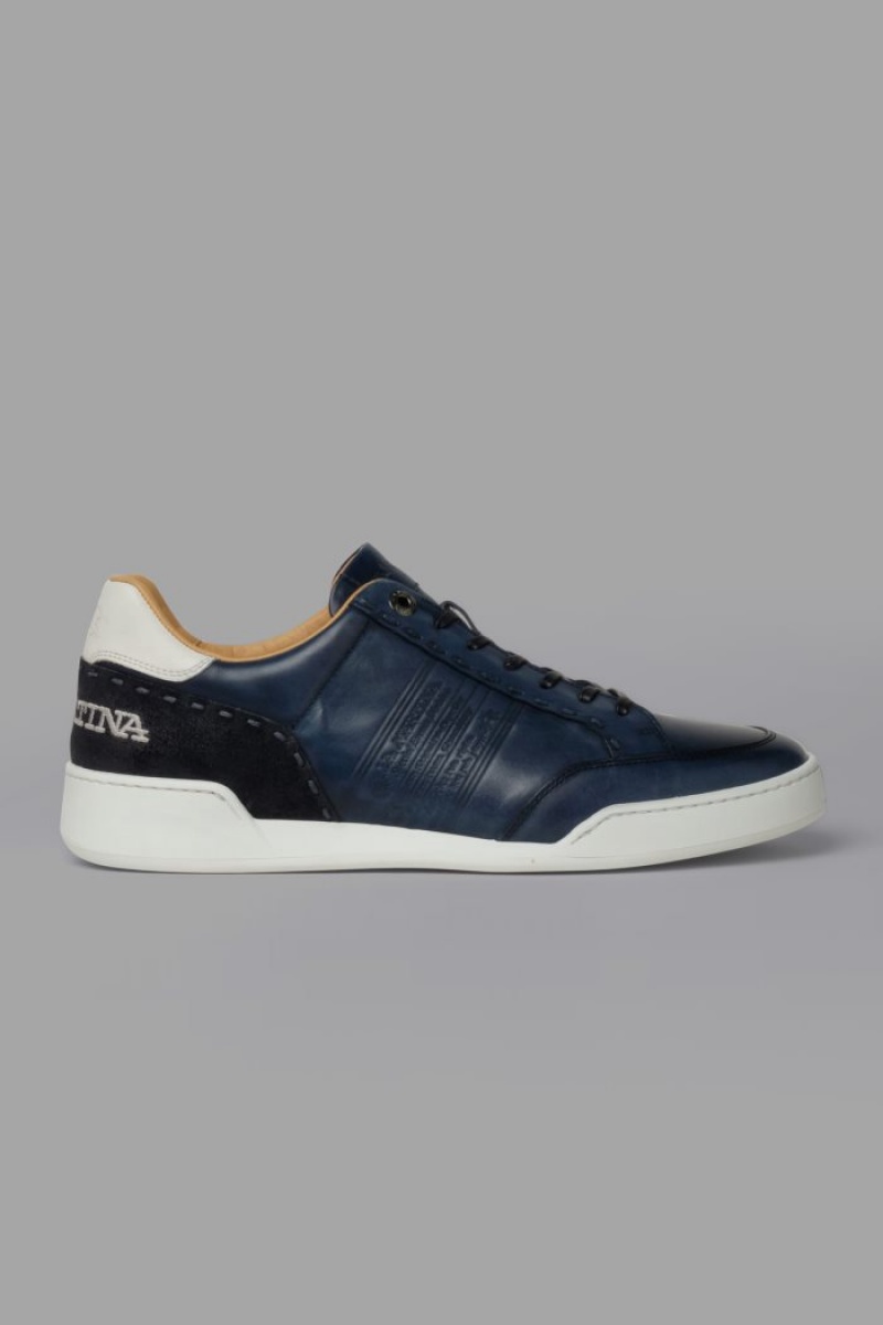 La Martina Leder With A White Crepe Sole Sneakers Herren Navy | YESX6310