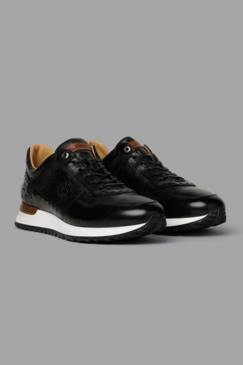 La Martina Leder With A White Crepe Sole Sneakers Herren Schwarz | VSAU9366