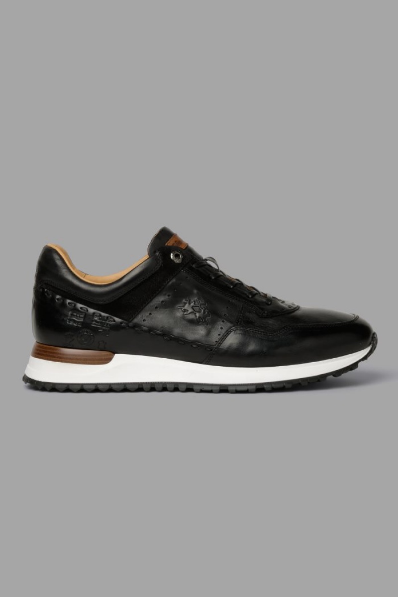 La Martina Leder With A White Crepe Sole Sneakers Herren Schwarz | VSAU9366