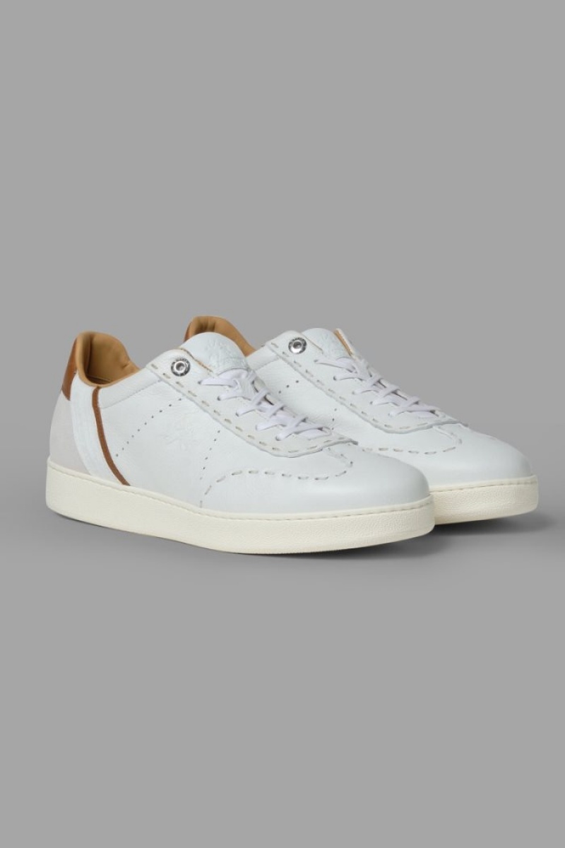 La Martina Leder With A White Crepe Sole Sneakers Herren Weiß | FAUP2676