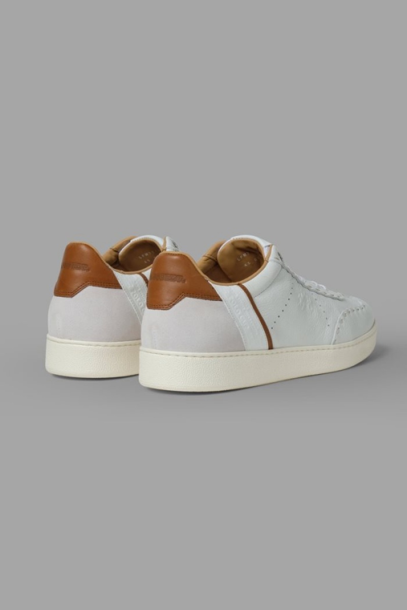 La Martina Leder With A White Crepe Sole Sneakers Herren Weiß | FAUP2676