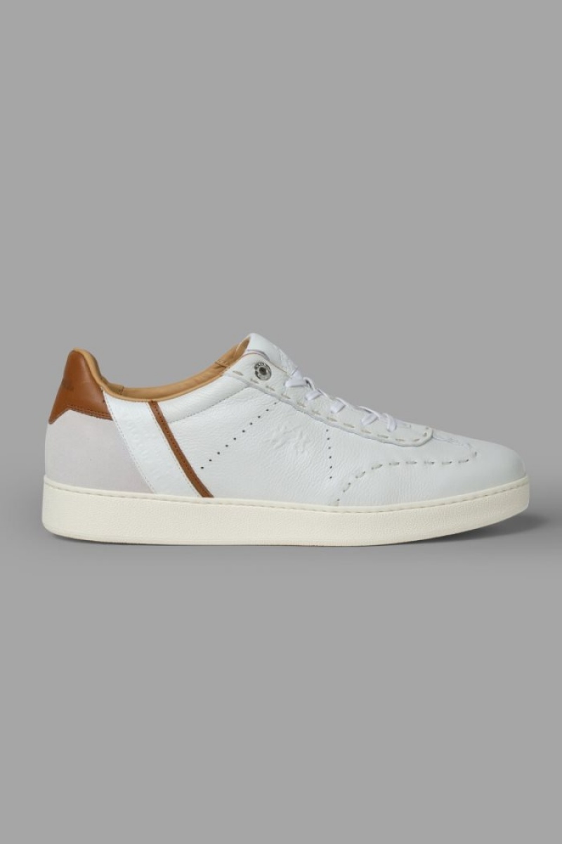 La Martina Leder With A White Crepe Sole Sneakers Herren Weiß | FAUP2676