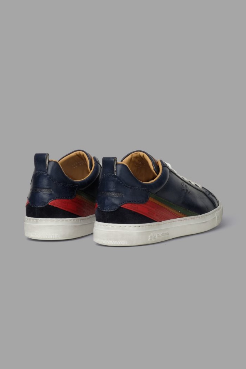 La Martina Leder With A White Crepe Sole Sneakers Herren Navy | EIOI7118