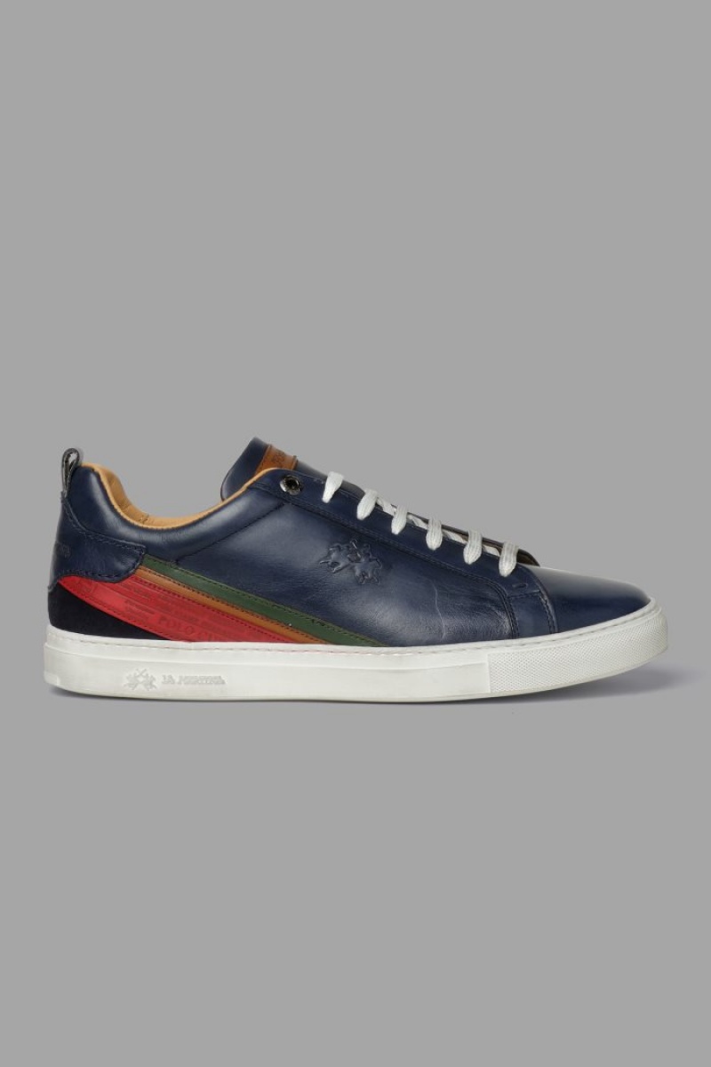 La Martina Leder With A White Crepe Sole Sneakers Herren Navy | EIOI7118